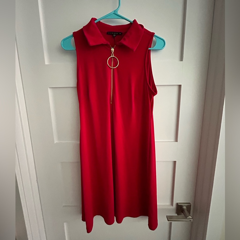 Tiana B. Scarlet Mini Dress with Chic Gold Accent
